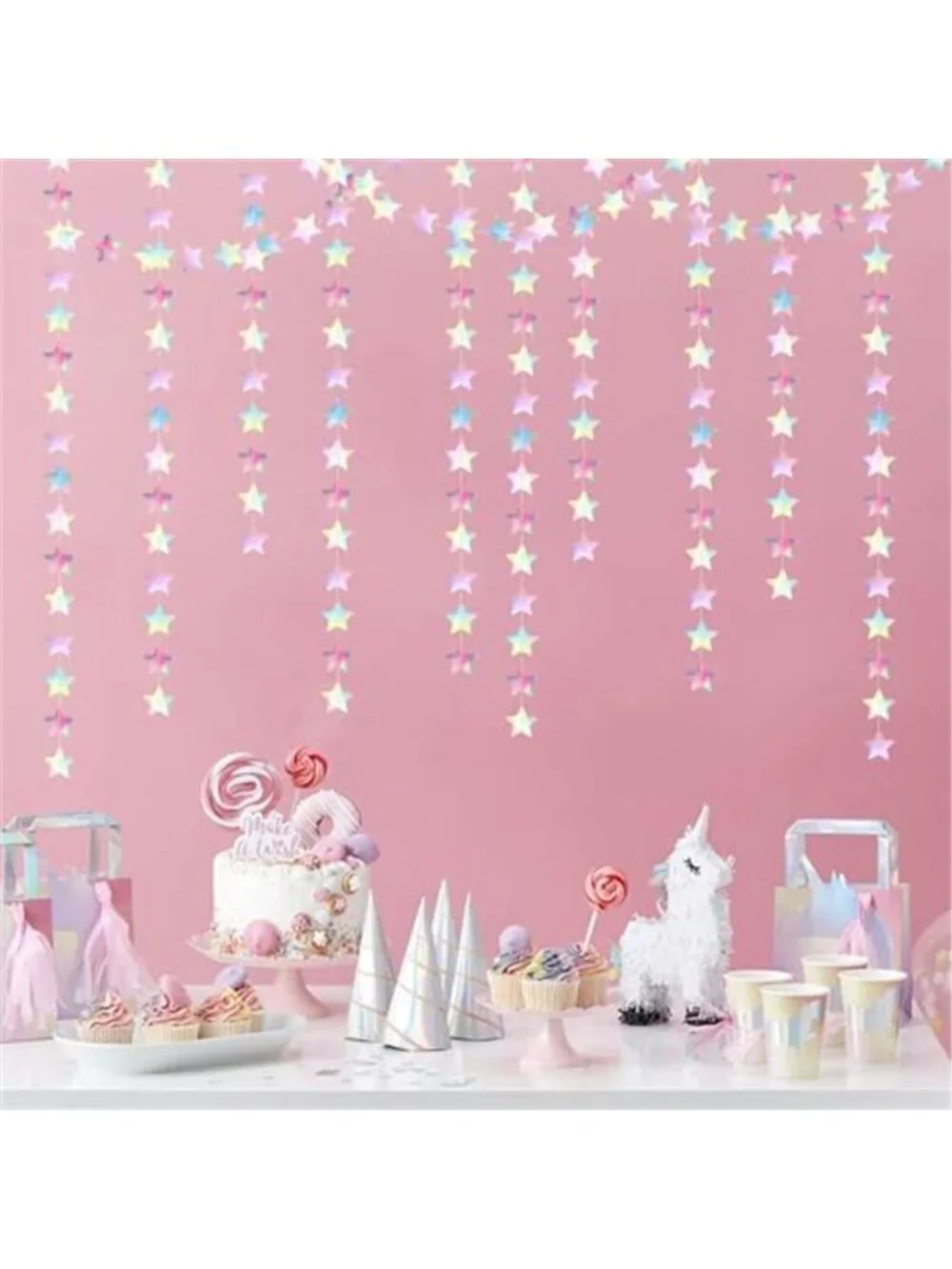 Iridescent Star Garland 62ft Holographic Party Streamer Wedding Birthday